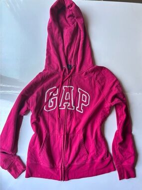 GAP hot Pink Full-Zip logo front hoodie embroidered logo Y2K athleisure 2010’s